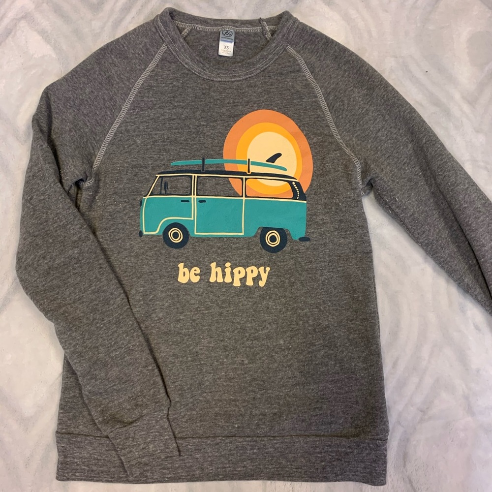 Gray "be hippy" Thick Longsleeve T-Shirt